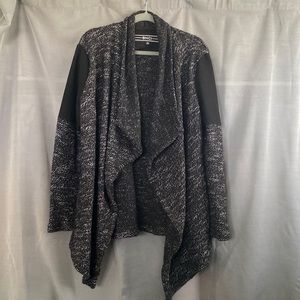 XL comfy cardigan. Mainly black with white threaded through.